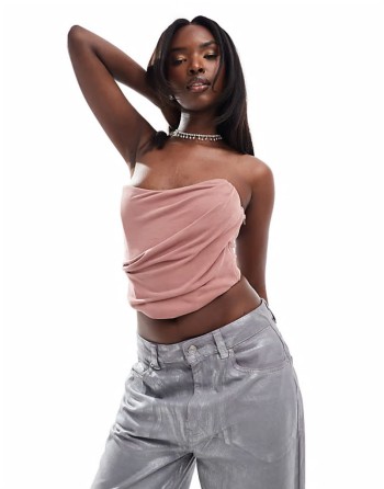 drape corset top in blush