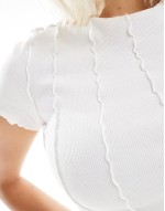 short sve lettuce trim t-shirt top in white