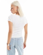 short sve lettuce trim t-shirt top in white