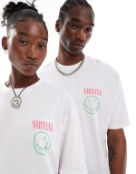 unisex oversized license band t-shirt in white with Nirvana graphic prints