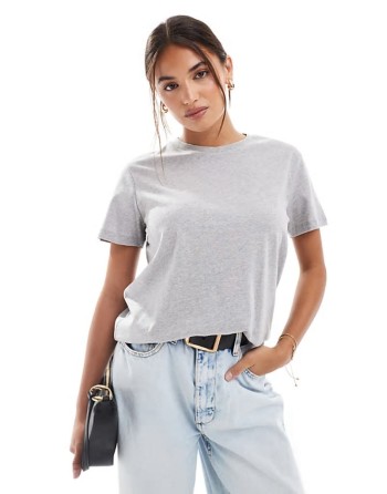 ultimate cotton t-shirt with crew neck in grey marl