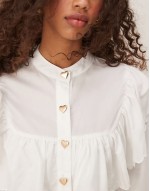 scallop blouse in pearl white