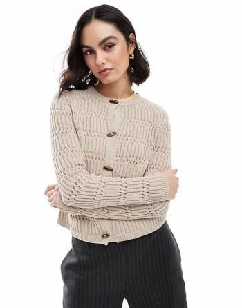 knitted cardigan with toggle buttons in cream