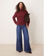 oversized supersoft roll neck in burgundy