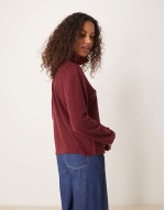 oversized supersoft roll neck in burgundy