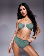 Premium Ella bikini with gold trim in khaki