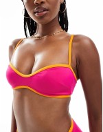 contrast binding bikini in pink