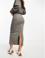 super soft in charcoal marl skirt and tops