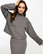 super soft in charcoal marl skirt and tops
