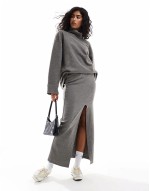 super soft in charcoal marl skirt and tops