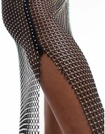 Simmi diamante mesh maxi beach skirt in black