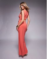 sveless cut out with hardware side detail maxi dress in coral