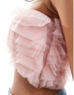 tulle bandeau crop top in blush