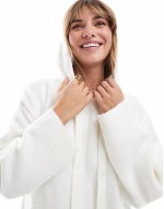 oversized knit hoodie mini dress in cream