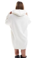 oversized knit hoodie mini dress in cream