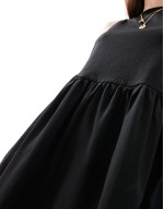 sveless smock mini dress with low back in black