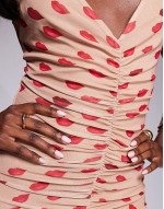 Harlo plunge maxi dress with ruched detailing in almond kiss