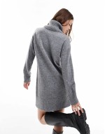 roll neck knitted mini dress in grey