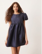 jacquard mini dress in midnight navy
