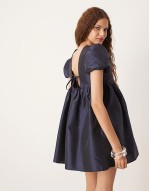jacquard mini dress in midnight navy