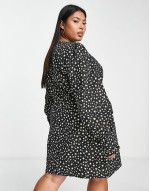Peggy puff sve metallic star mini dress in black