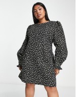 Peggy puff sve metallic star mini dress in black
