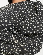 Peggy puff sve metallic star mini dress in black