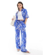 resort printed beach co-ord in blue