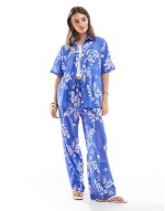 resort printed beach co-ord in blue