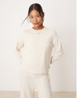 seam detail jumper and trouser set in cream