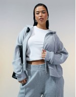 Curve co-ord waffle hoodie and jogger in grey marl