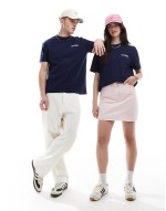 Sport capsule unisex front and back logo print heavyweight t-shirt in navy