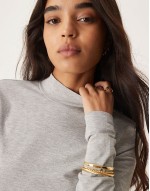 turtle neck fitted top in light grey melange